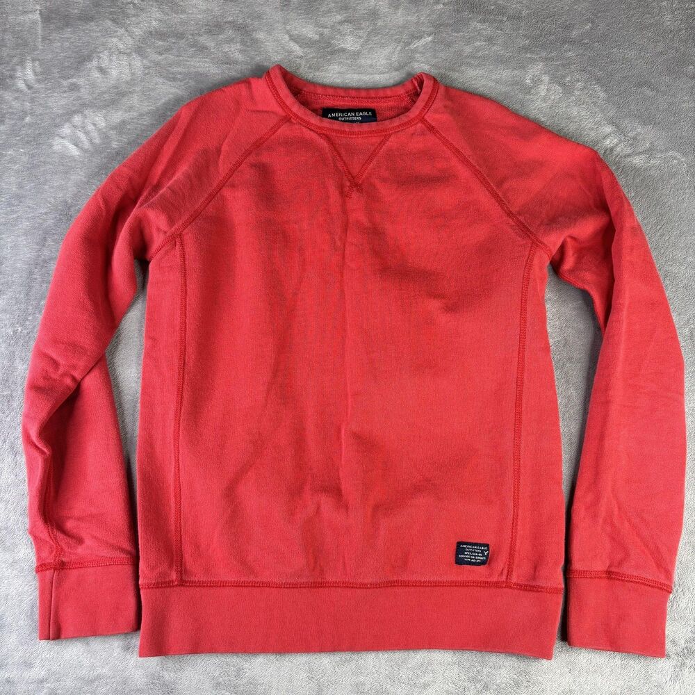 American Eagle Sweater‎ Mens Small Crewneck Pullover Classic Casual Red